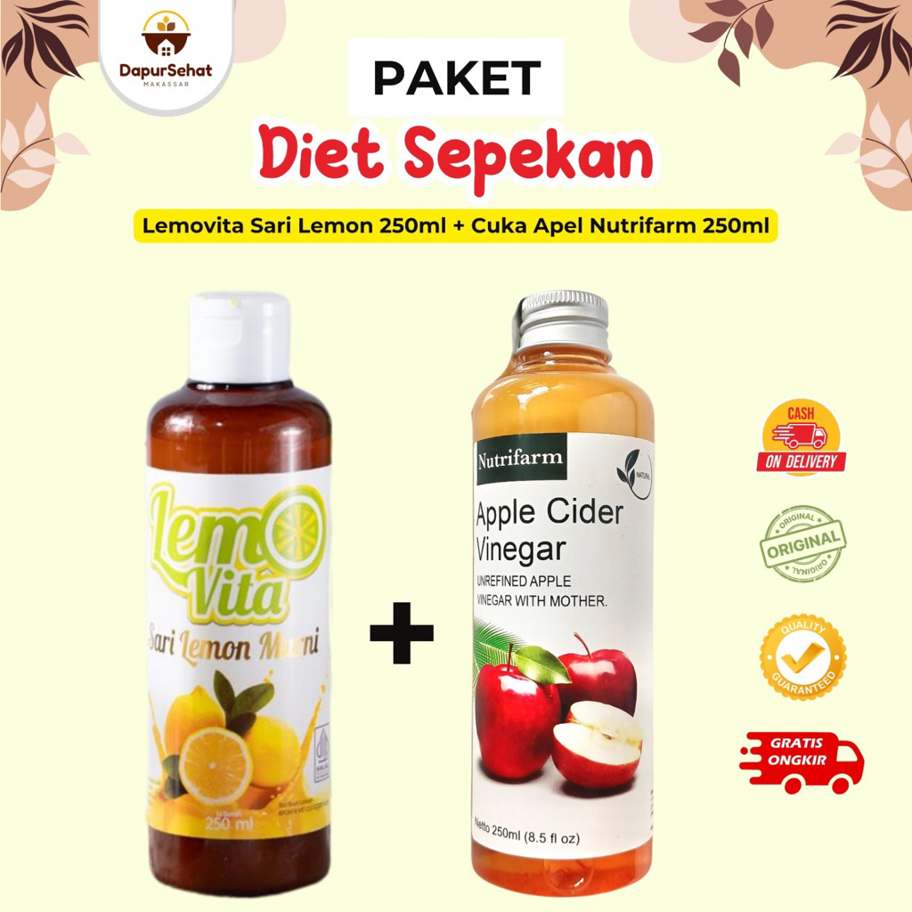 

Paket 500ml Diet detox Sehat Bundling Cuka Apel + Sari Lemon Murni By lemovita 100% murni lemon 500ml ready makassar