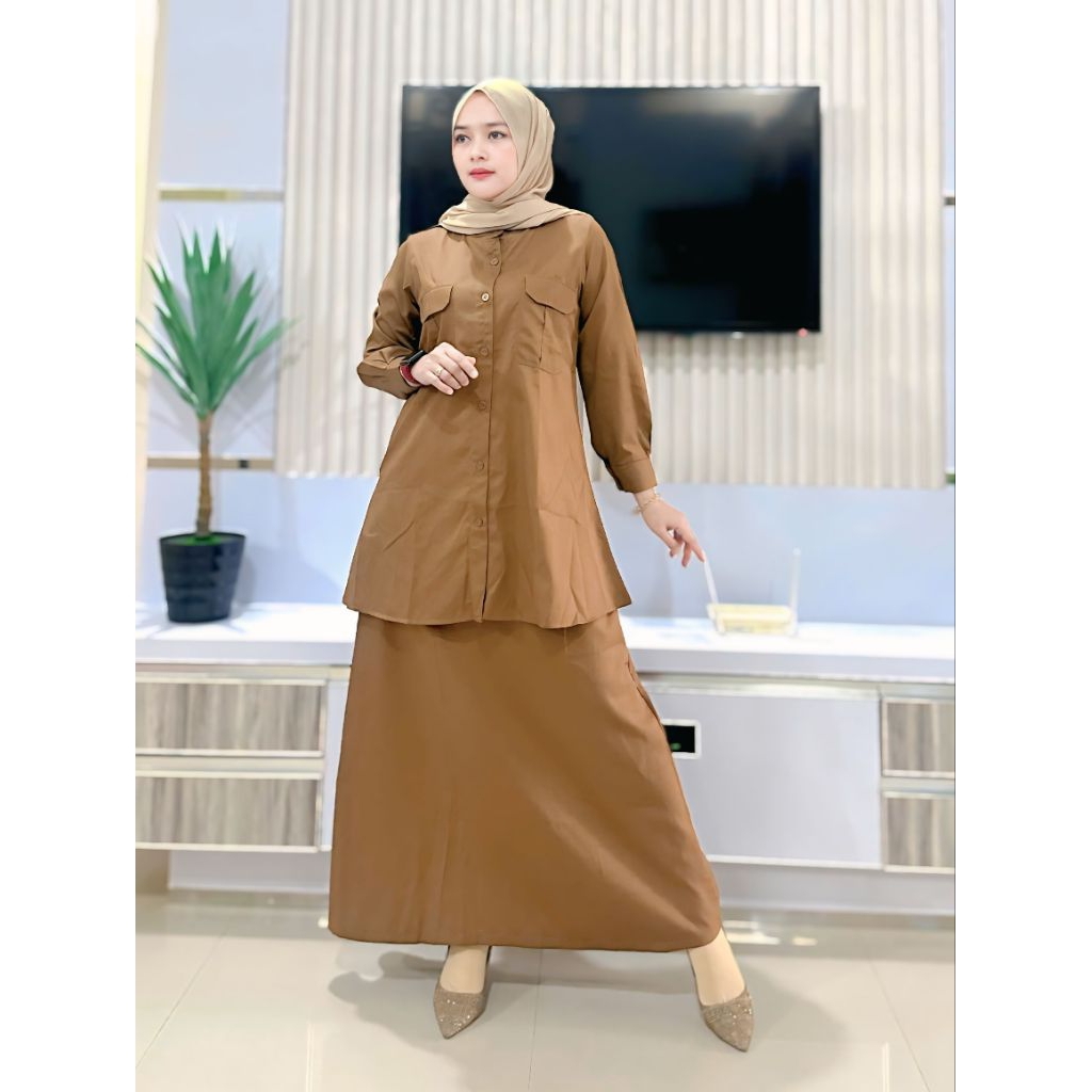 Stelan Baju Kerja Pemda SAKU DADA| Stelan Rok Baju Pemda | Bahan Toyobo Premium Seragam Wanita Setel