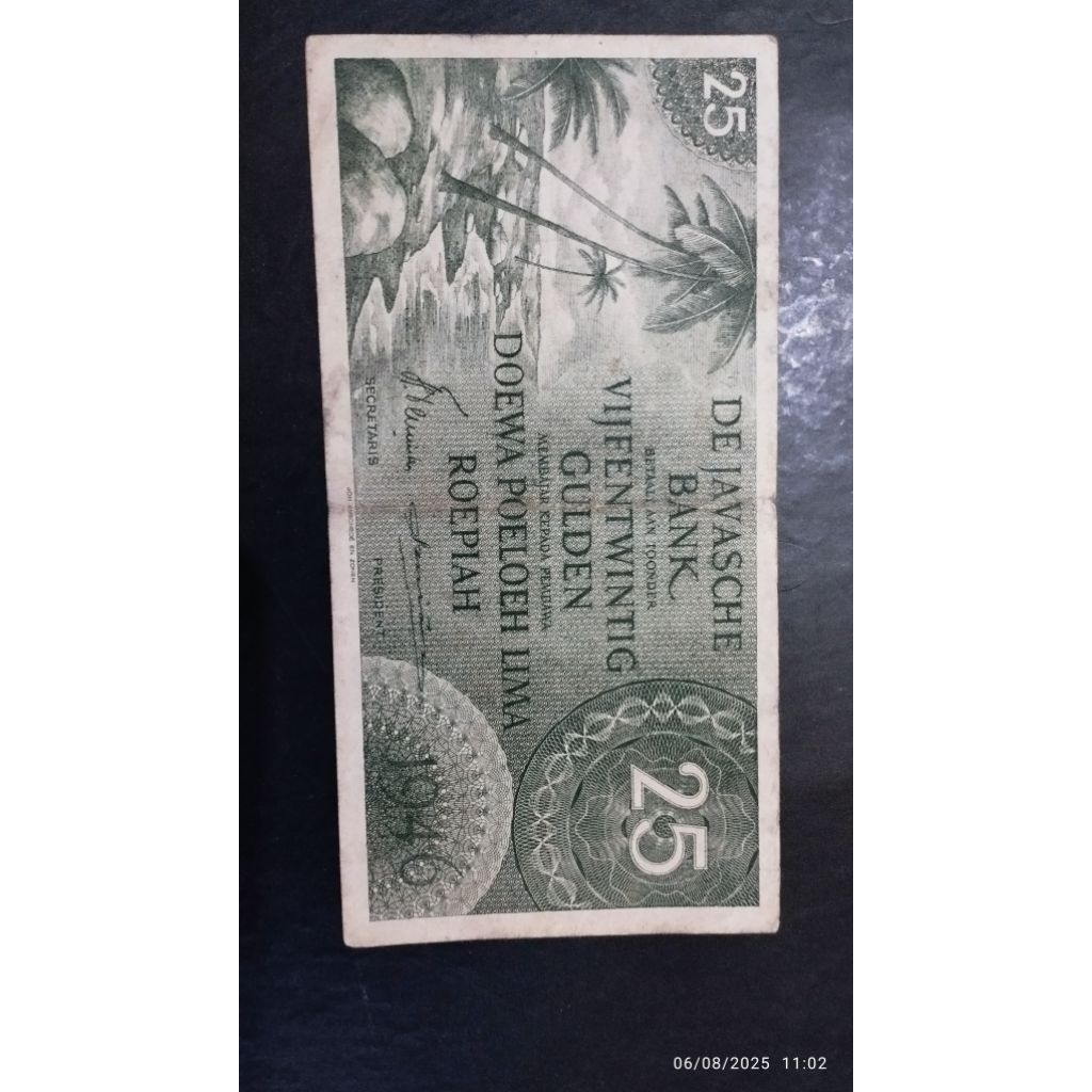 UANG KUNO 25 RUPIAH GULDEN FEDERAL TAHUN 1946
