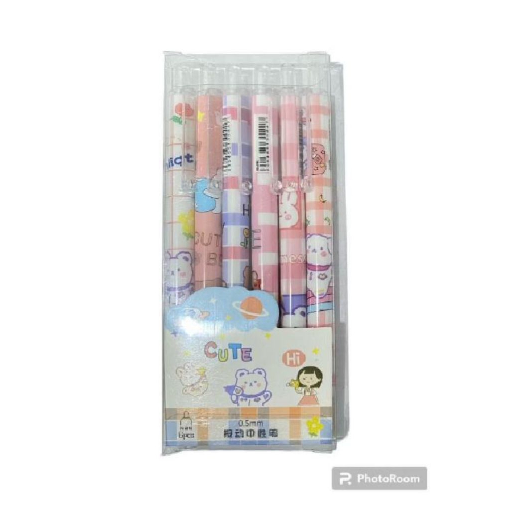 

Pulpen Gel 0.5mm 6Pcs Pen Bolpoin Tinta Gel Cair Model Cetekan Isi 6 Pcs Pena Aesthetic