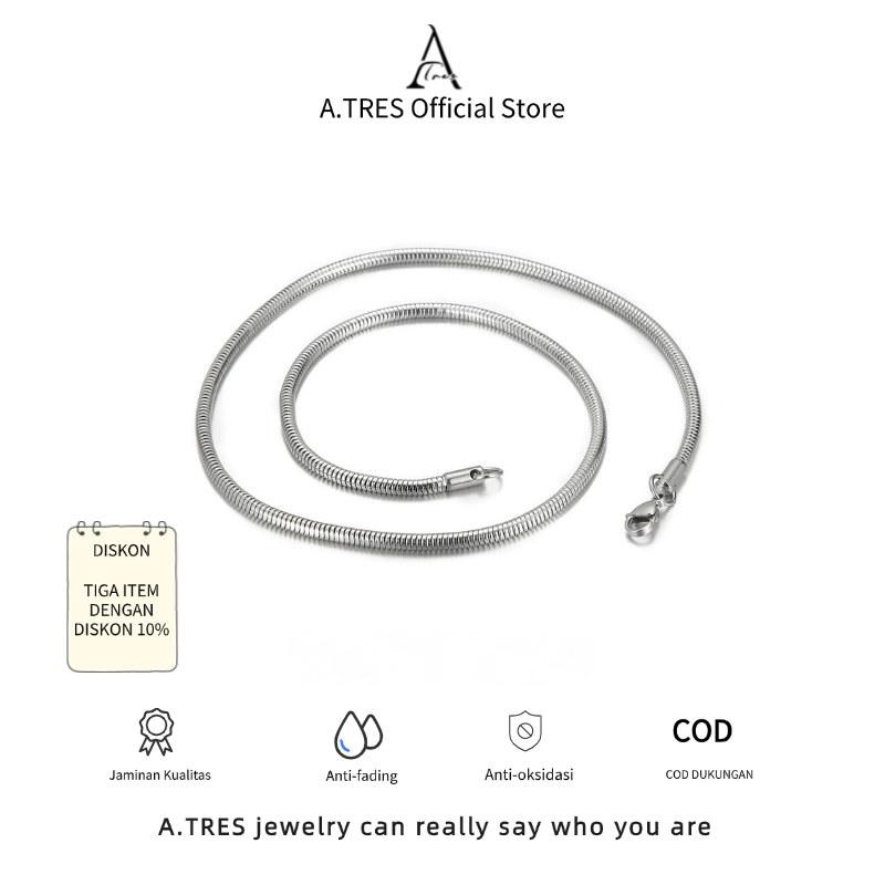 A.TRES Kalung Titanium Kalung Pria Kalung Titanium Pria Kalung Cowok Kalung Titanium Anti Karat Kalu