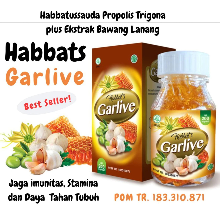 Obat Kolesterol Habbats Garlive Extra Bawang Lanang Habbatussauda Original Plus Propolis dan Zaitun