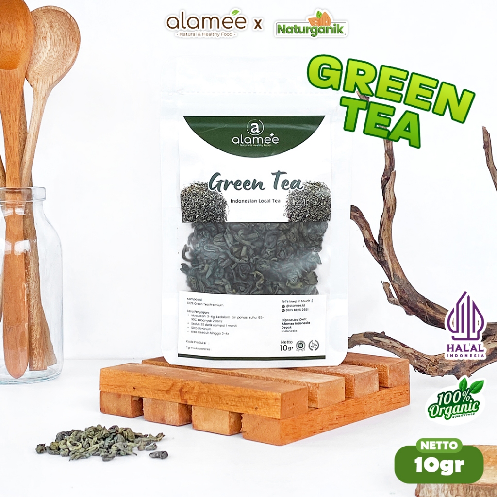 

ALAMEE Teh Hijau Greentea Green Tea Organic Kering Organik Minuman Herbal Premium 10gr Naturganik