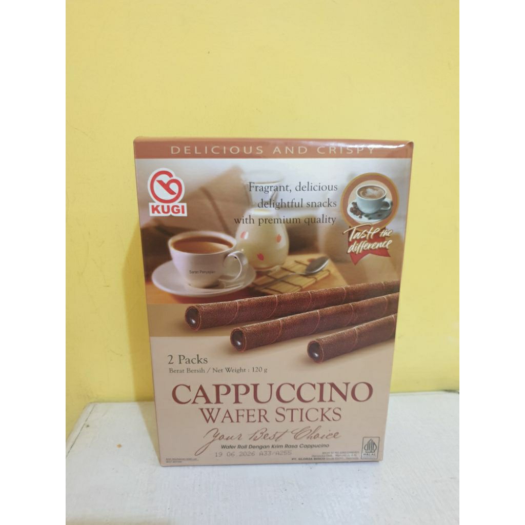 

Kugi Cappuccino Wafer Roll / Wafer Stick (berat bersih 120g) exp 19/6/2026