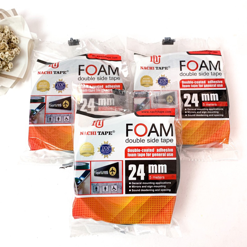 

Nachi Isolasi Bolak Balik Foam 1"x5M / 24mm x 5 meter (Core Besar) / Isolasi Kertas Nachi