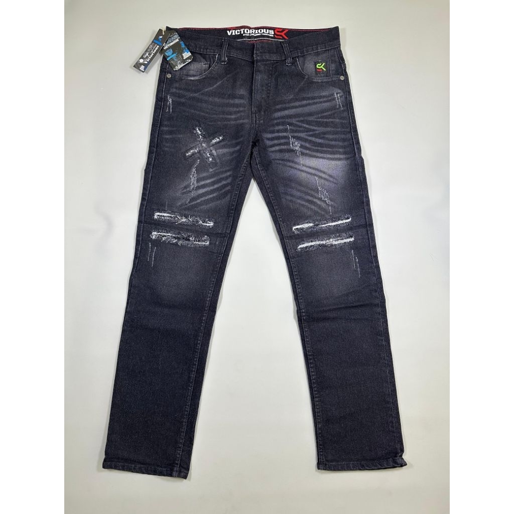 VICTORIOUS Jeans Slimfit Pria Sobek Night Shade Size 27-32 , Celana Panjang Pria Sobek , Long Pant M