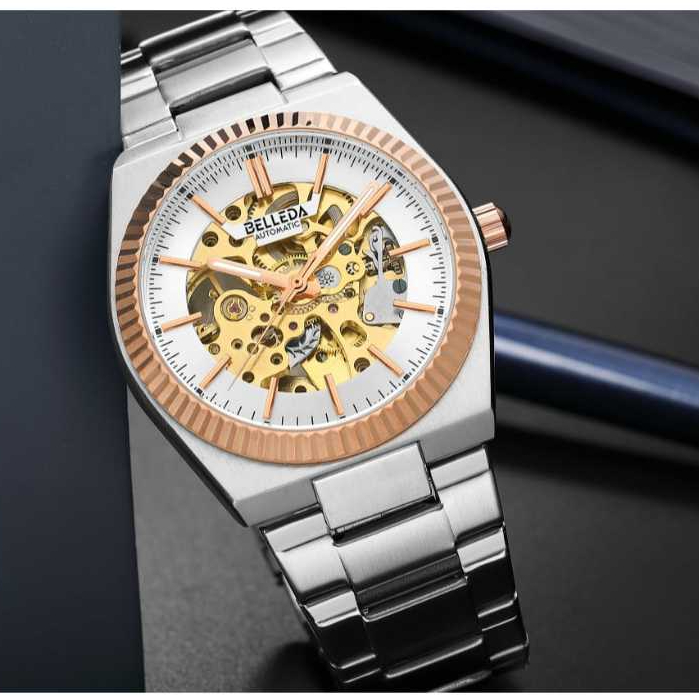 Belleda Jam Tangan Pria Automatic SN 9542 Stainless Anti Air Garansi Original