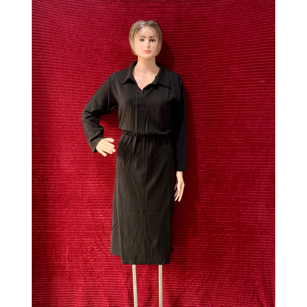 DRESS WANITA HITAM SCUBA KEKINIAN