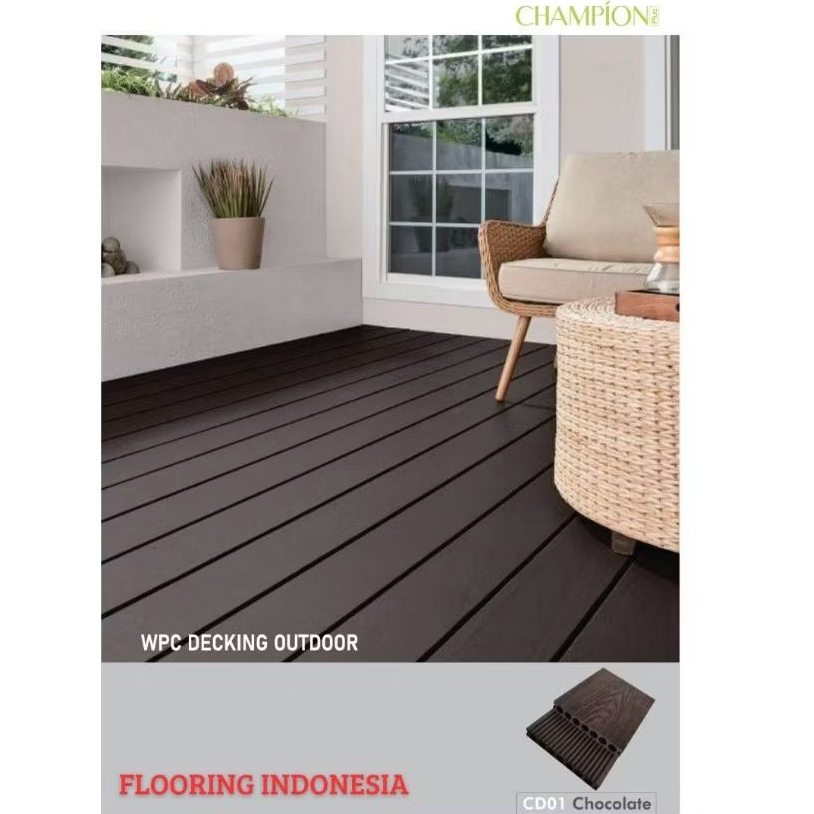 Wpc Decking lantai outdoor CD01 Chocolate per batang