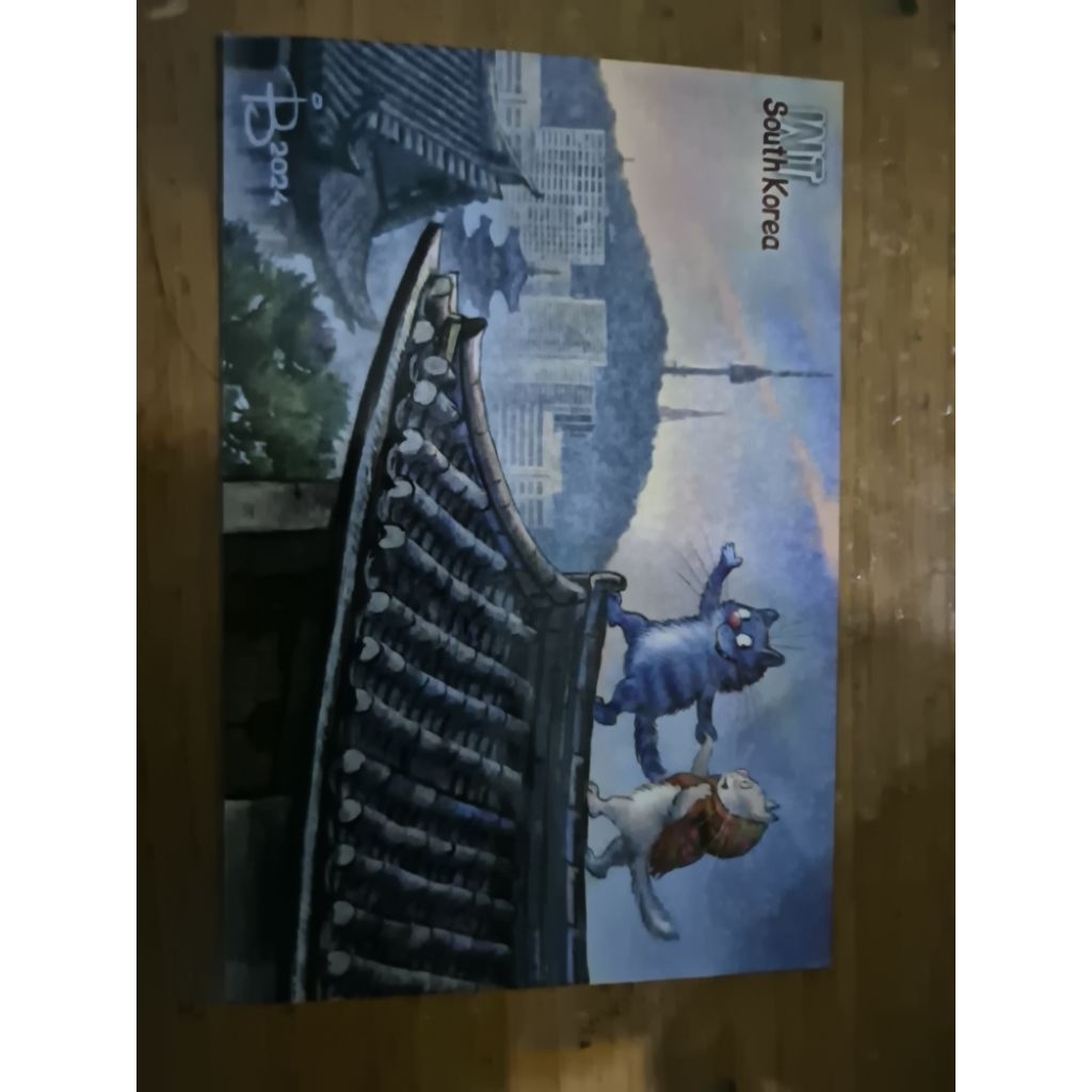 

kartu pos kucing bluecat south korea/ cat postcard