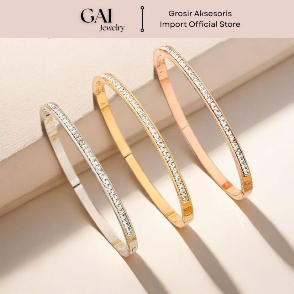201 Bangle Nagita Titanium Lapis Emas 18KGP | Anti Karat & Elegan
