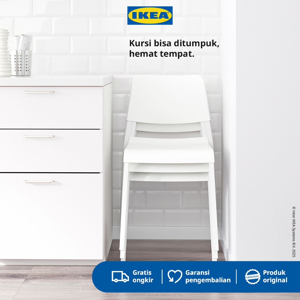 IKEA TEODORES Kursi Makan Minimalis Serbaguna - Putih