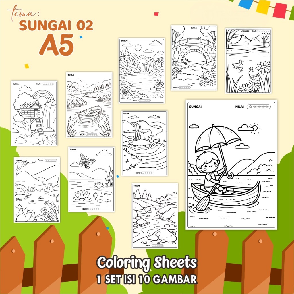 

(A5) KERTAS MEWARNAI ANAK - COLORING SHEETS KODE SUNGAI 02 - LEMBAR MEWARNAI ANAK PAUD/TK/SD