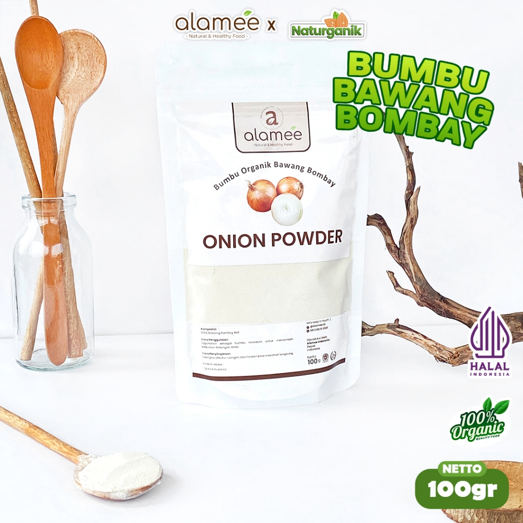 

ALAMEE Onion Powder Bawang Bombay Bubuk Bumbu Bombai Dapur Organik Seasoning 100 Gram Naturganik