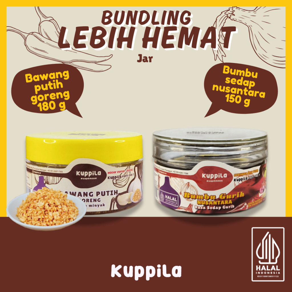 

Kuppila - BUNDLING Bawang putih goreng jar 180g dan Bumbu Masak sedap nusantara jar 150g