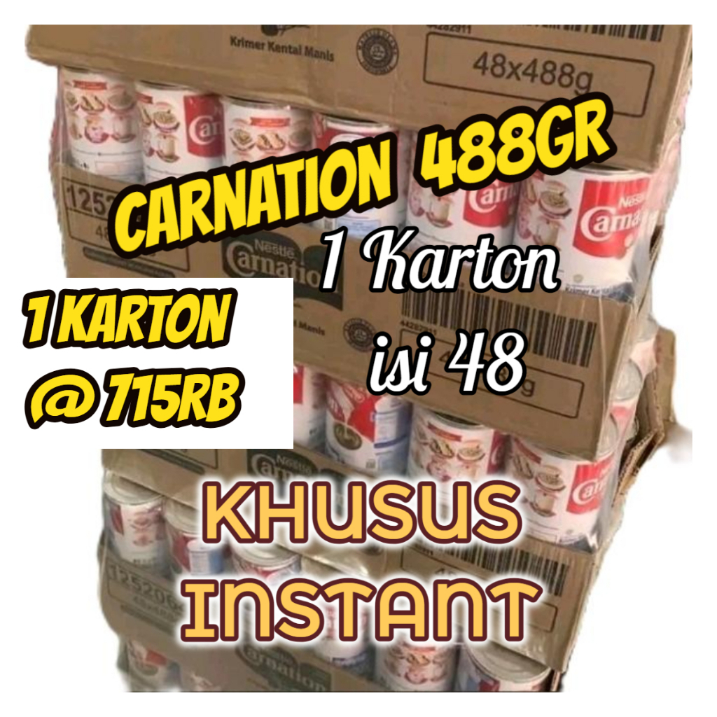 

INSTANT CARNATION SUSU KENTAL MANIS KALENG NESTLE 1dus 488grx48 carnation 1dus