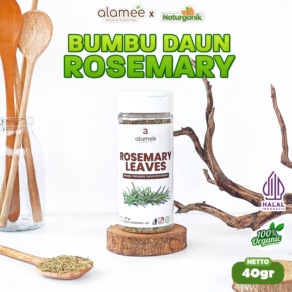 

ALAMEE Dried Rosemary Daun Kering Dried Leaves Organik Garnish Murni Asli Bumbu Tabur Naturganik