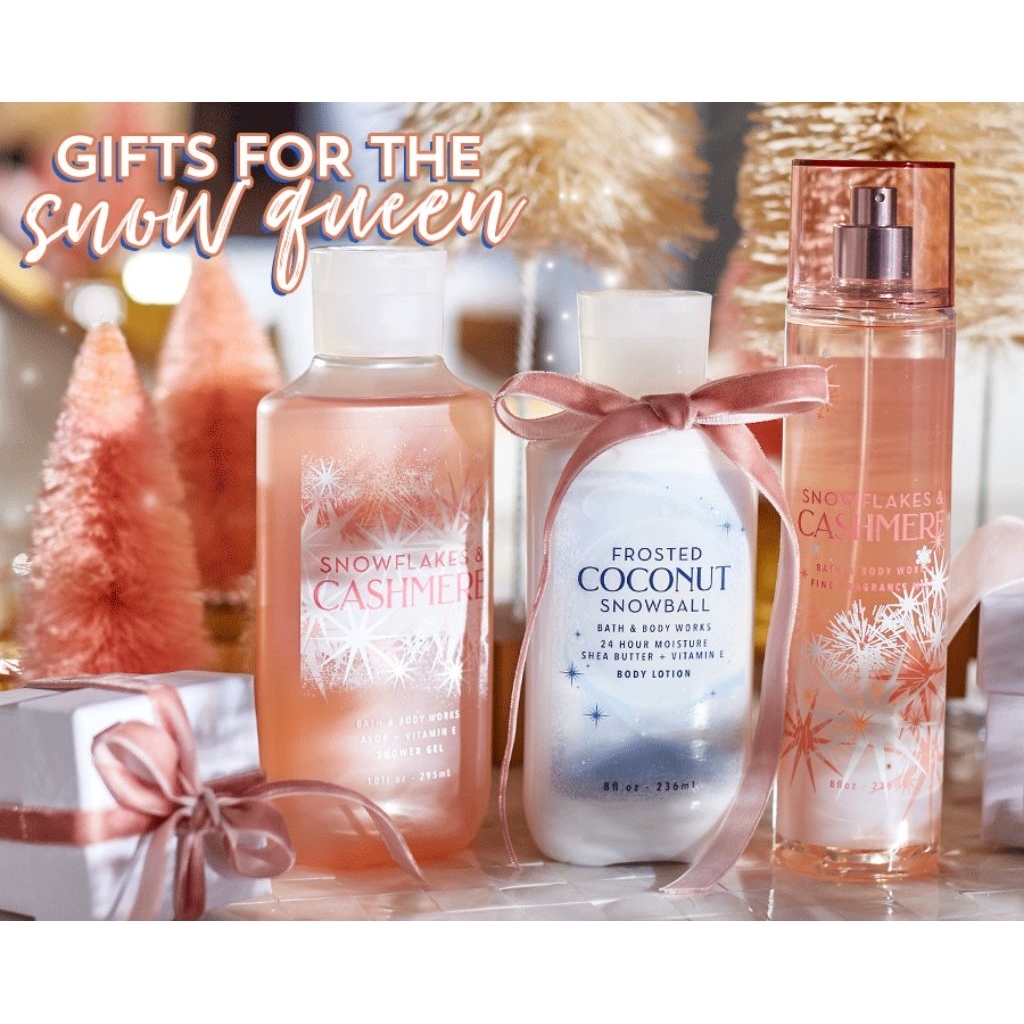 BBW SNOWFLAKES & CASHMERE SERIES VANILLA DIAMOND SHIMMER BODY MIST LOTION WASH BUTTER SCRUB FIZZY RO