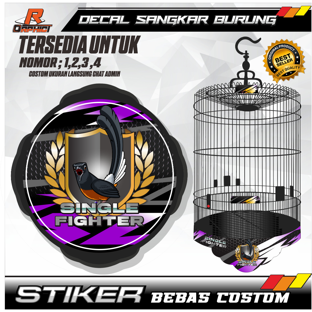 custom DECAL sangkar MURAI STICKER KANDANG BURUNG MURAI STIKER single fighter