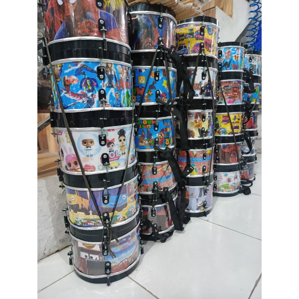 mainan drum besi anak/stik kayu