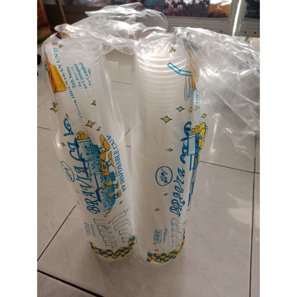 Gelas Plastik 16 Oz 1 slop isi 50 + tutup