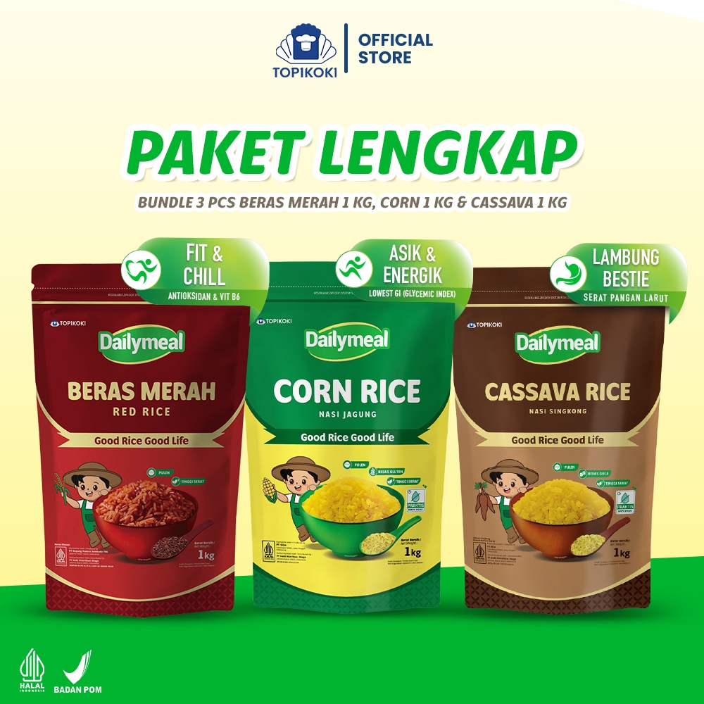 

[Paket Lengkap] Dailymeal - Corn, Cassava & Red Rice 1 kg - Semua Varian Favorit dalam Satu Paket
