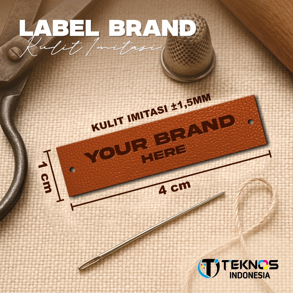 

CETAK LABEL BRAND BAHAN KULIT IMITASI - LABEL HANGTAG CUSTOM 1 SISI
