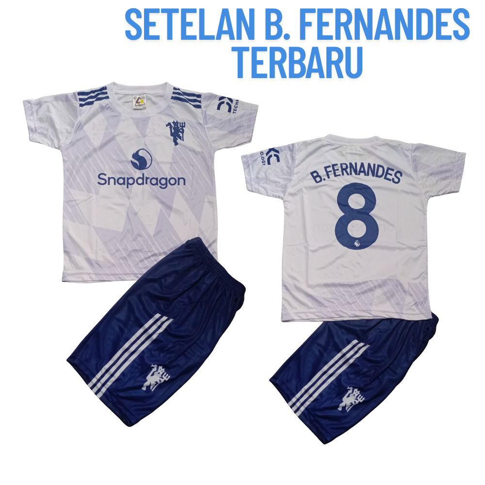 COD/ setelan baju bola anak laki laki m united nama b.fernandes full printing poliester
