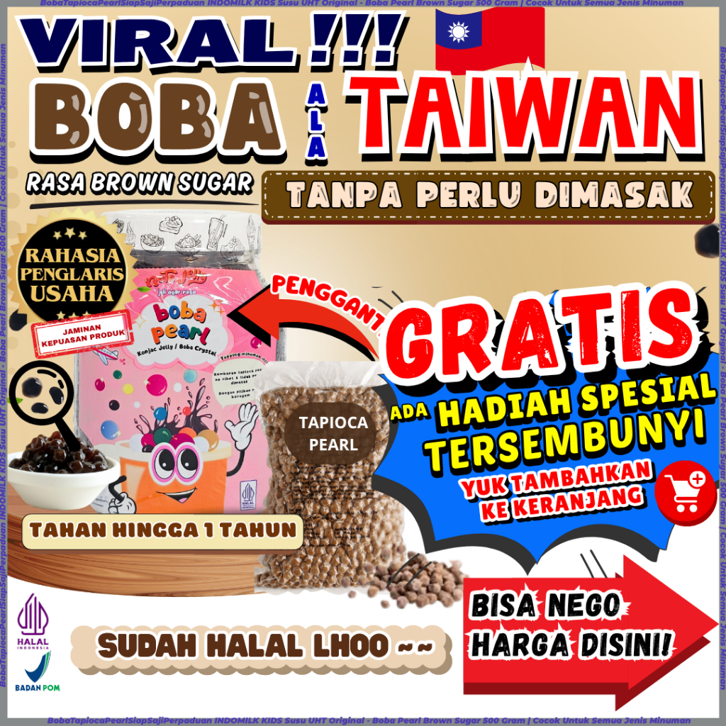 

BobaTapiocaPearlSiapSajiPerpaduan DIAMOND Susu UHT Original - Boba Pearl Brown Sugar 500 Gram | Cocok Untuk Semua Jenis Minuman