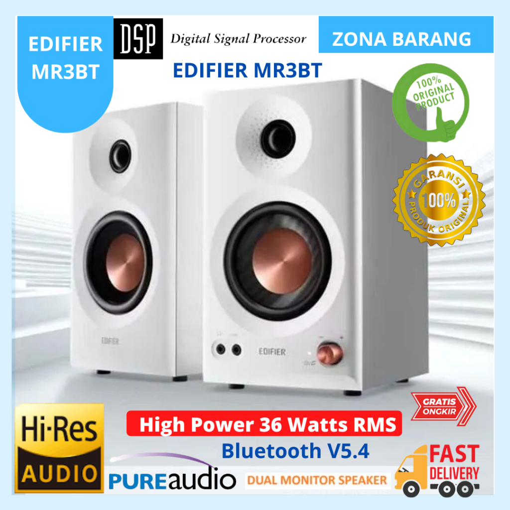 Edifier MR3BT White Black Studio Monitor Bluetooth V5.4 Pure Audio Active High Power Powered
