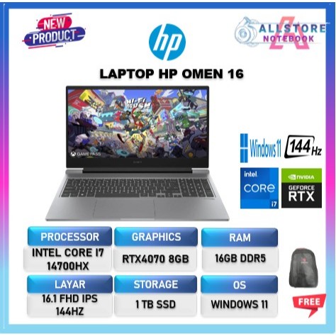 HP OMEN 16 I7 14700HX RTX4070 8GB/ 16GB 1TB Win11 16.1FHD IPS 144HZ