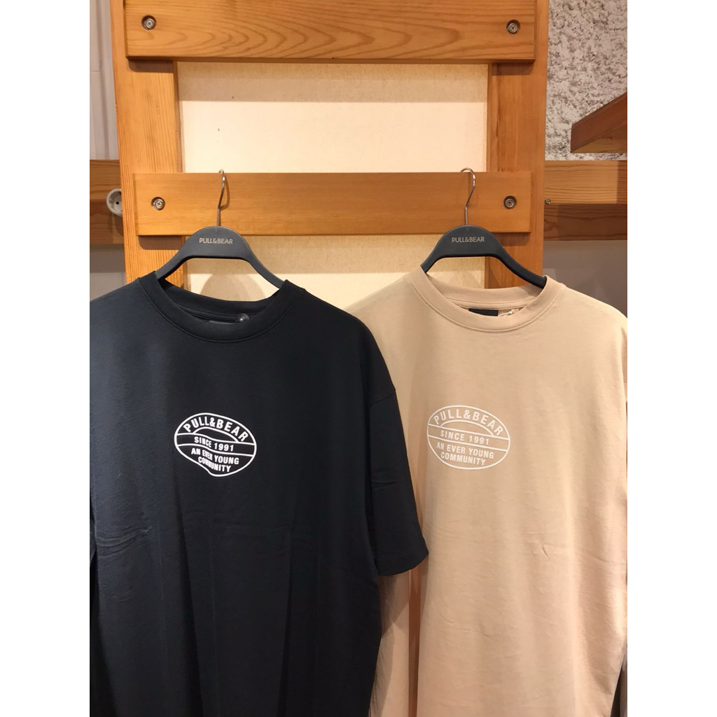 PULL & BEAR KAOS LOGO COWOK ORIGINAL
