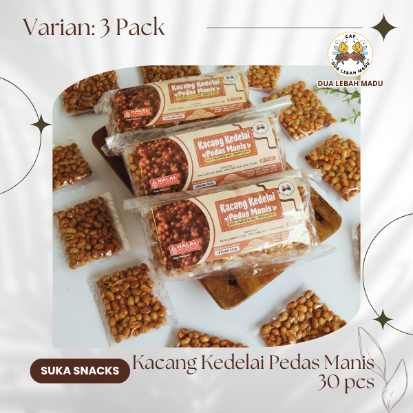 

[3 PACK] SS - KACANG KEDELAI PEDAS MANIS 30 PCS - DUA LEBAH MADU - KACANG KEDELAI - CAMILAN PEDAS