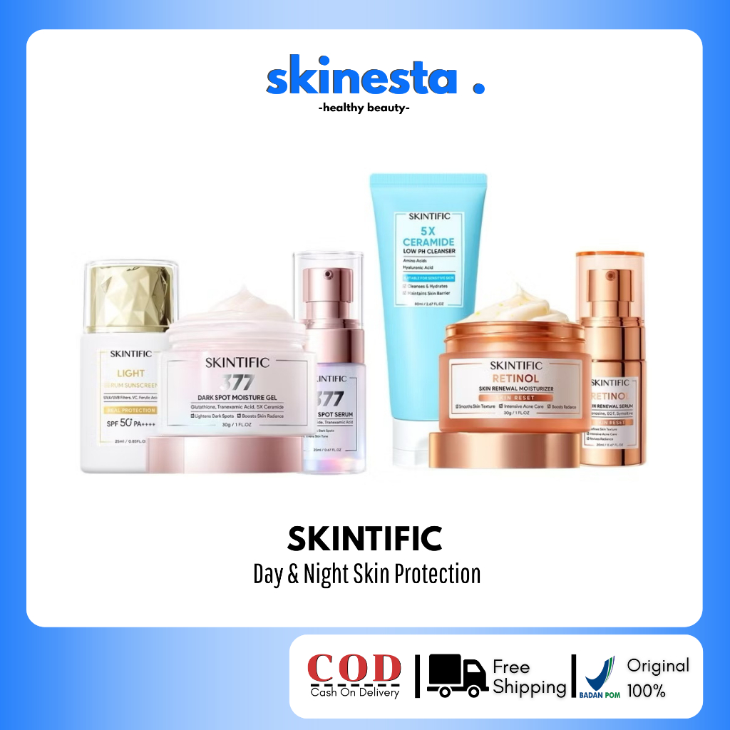 SKINTIFIC - Paket Day & Night Rountine Treatment || 3Pcs - 6Pcs || Darkspot Set 377 Symwhite Light S