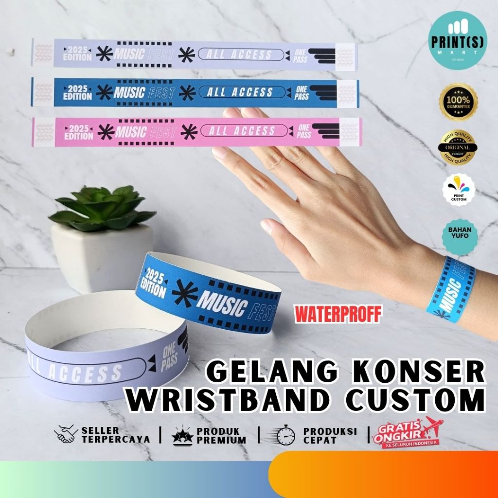 

Cetak Gelang Tiket Anti Air Custom / Konser / Kpop / Event