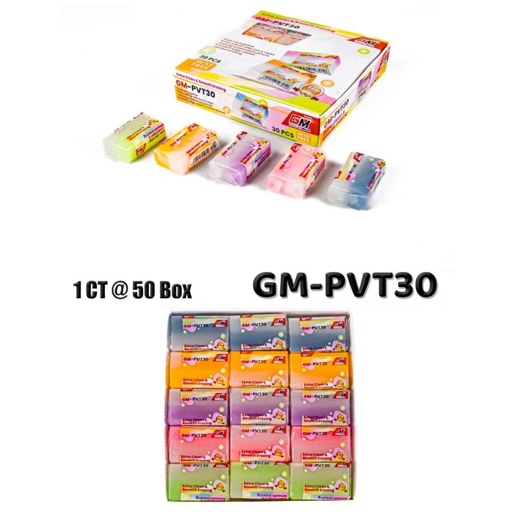 

PVC ERASER SIX COLOR 30, untuk 1box isi 30pcs