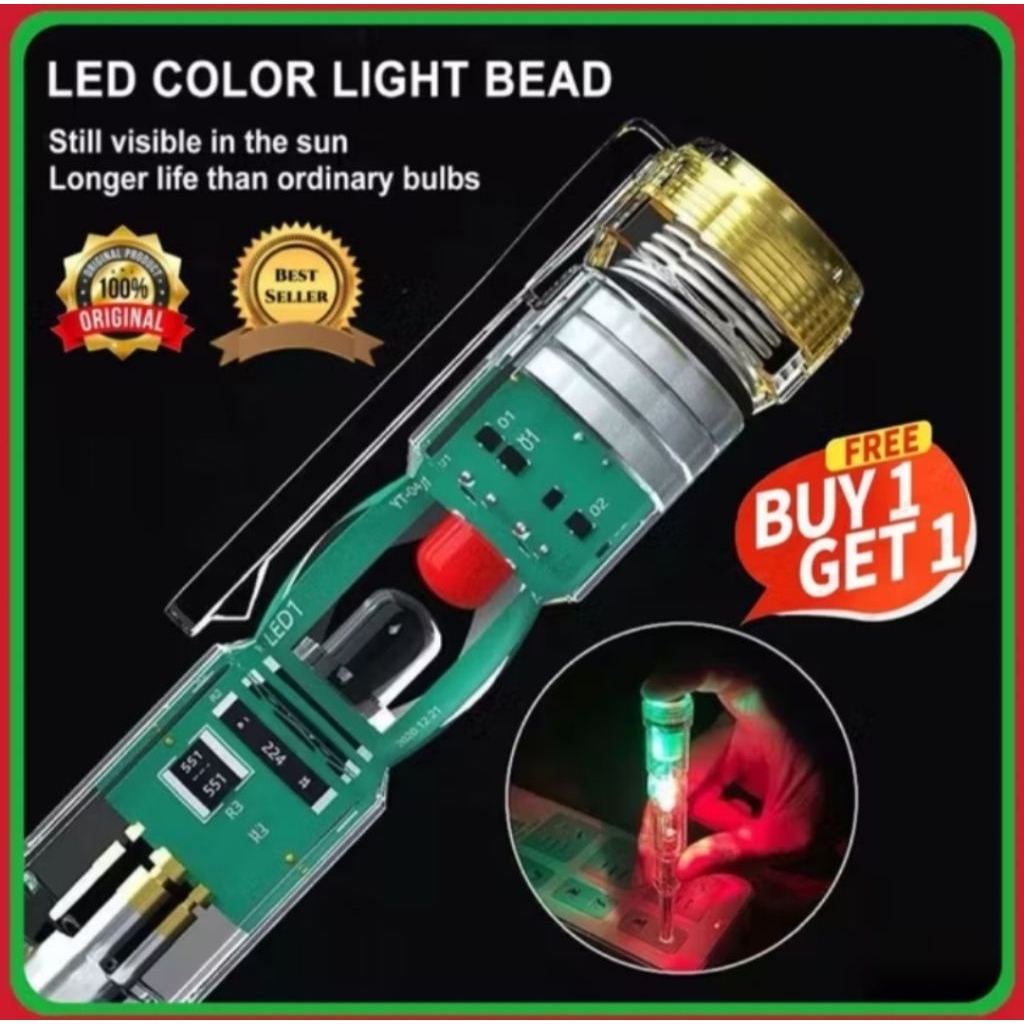 Tespen Terbaru Serbaguna 100% Original Produk, Tespen Listrik Obeng Listrik Dual LED Cek Kabel Putus