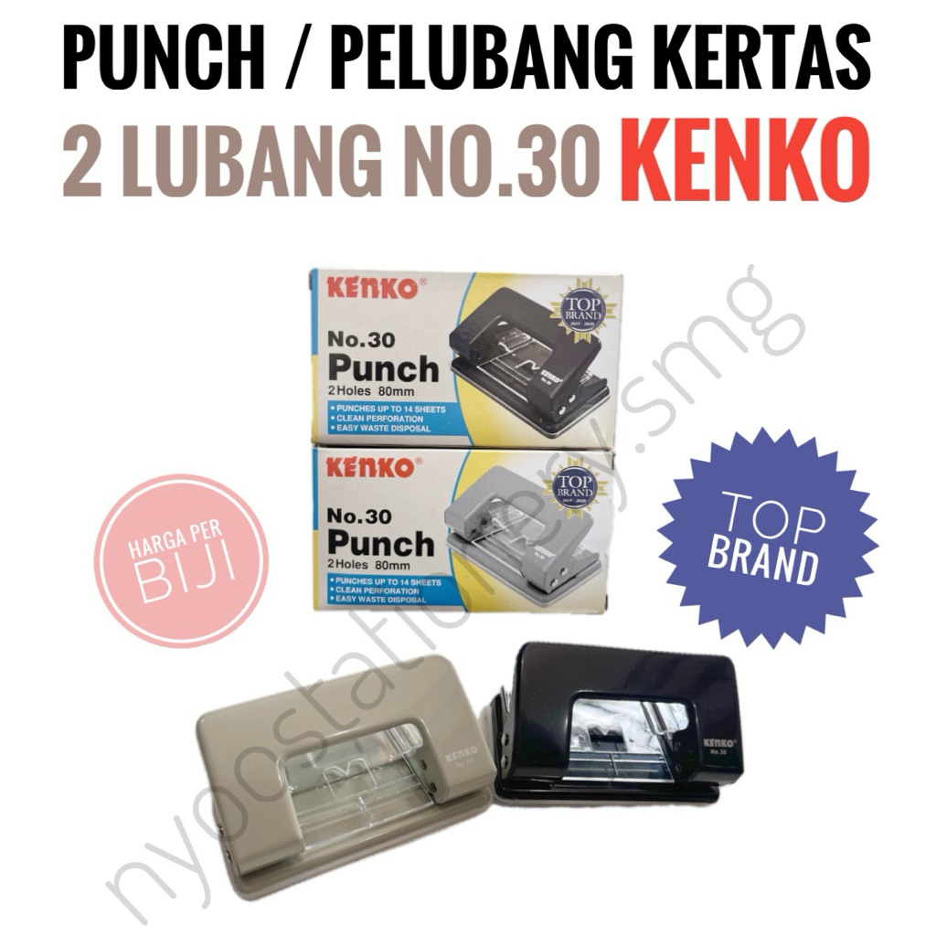 

(1 PC) PUNCH PELUBANG PERFORATOR PEMBOLONG KERTAS KECIL KENKO NO 30 2 LUBANG