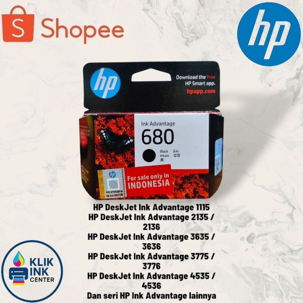 Tinta Hp 680 / Tinta Cartridge Hp 680 Black Original