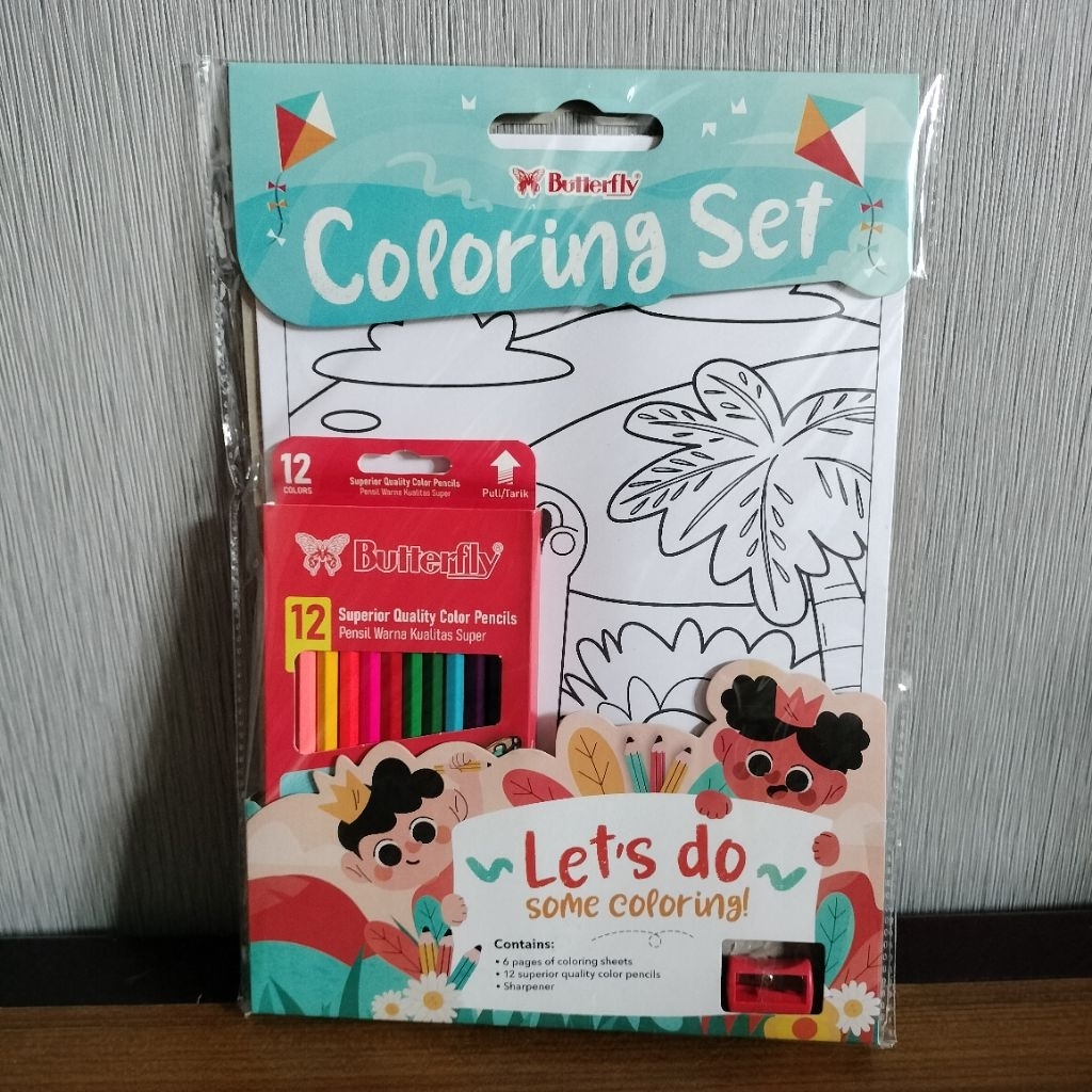 

Coloring Set Butterfly A4 (Kertas Mewarnai A4 + Pensil Warna + Rautan) (per 1 set)