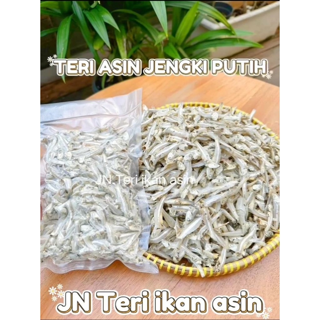 

JN Teri ikan asin IKAN ASIN TERI JENGKI PUTIH SUPER PREMIUM TERI MEDAN BULAT BELAH lampung 100GR 250GR 500GR