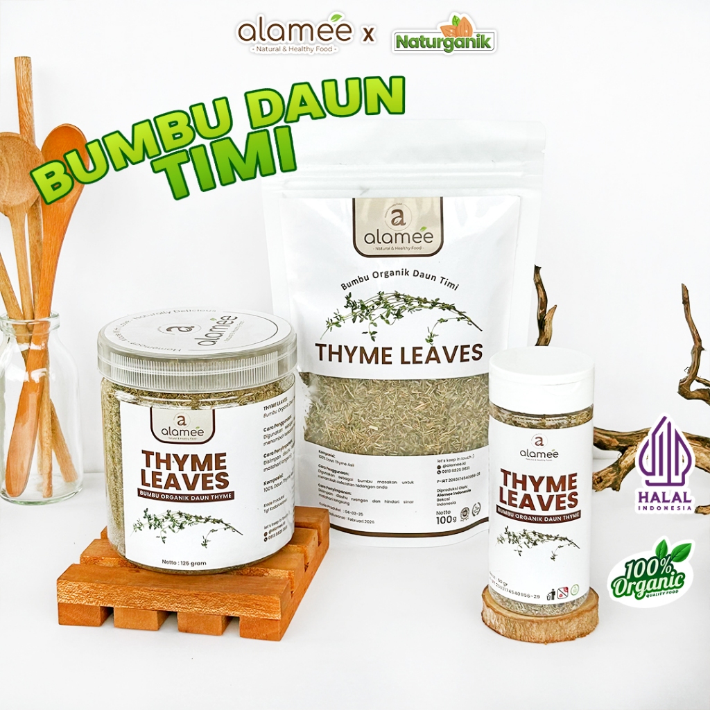 

ALAMEE Thyme Kering Daun Timi Bumbu Dapur Organik Garnish Leaves Murni Asli Seasoning Naturganik