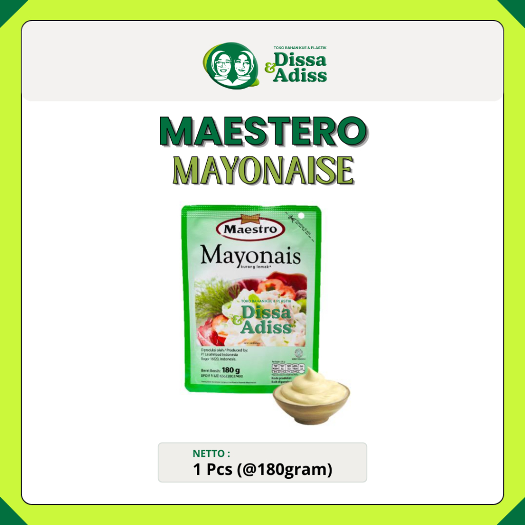 

Maestro Saus Mayonnaise Premium & Original - Saus Mayonais 180gr, 500gr & 1kg