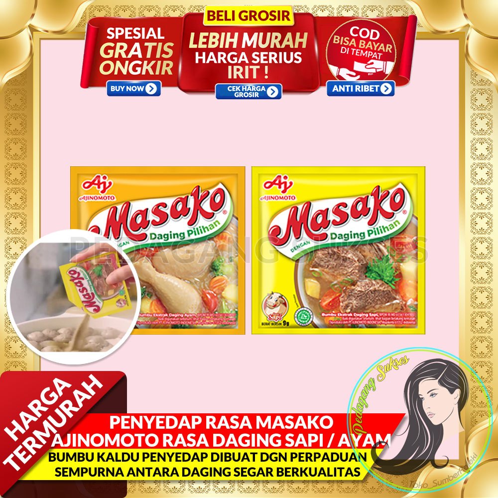

PENYEDAP RASA MASAKO AJINOMOTO - Bubuk Kaldu Penyedap Rasa Bumbu Masak Asin Gurih - RASA DAGING SAPI - RASA AYAM