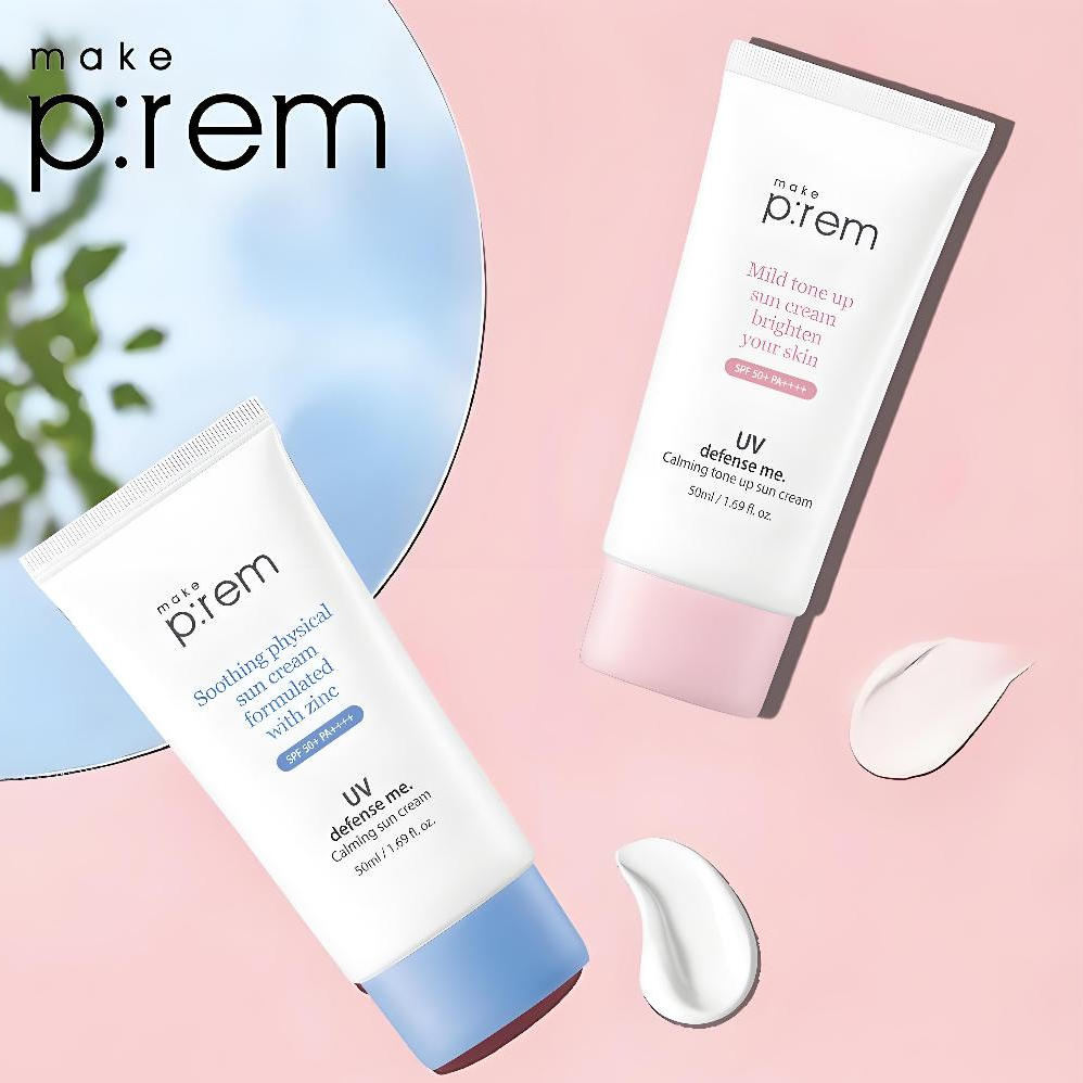 Make Prem UV Defense Me Calming Sunscreen SPF 50 / Make Prem soothing pink tone-up sun cream 50ml