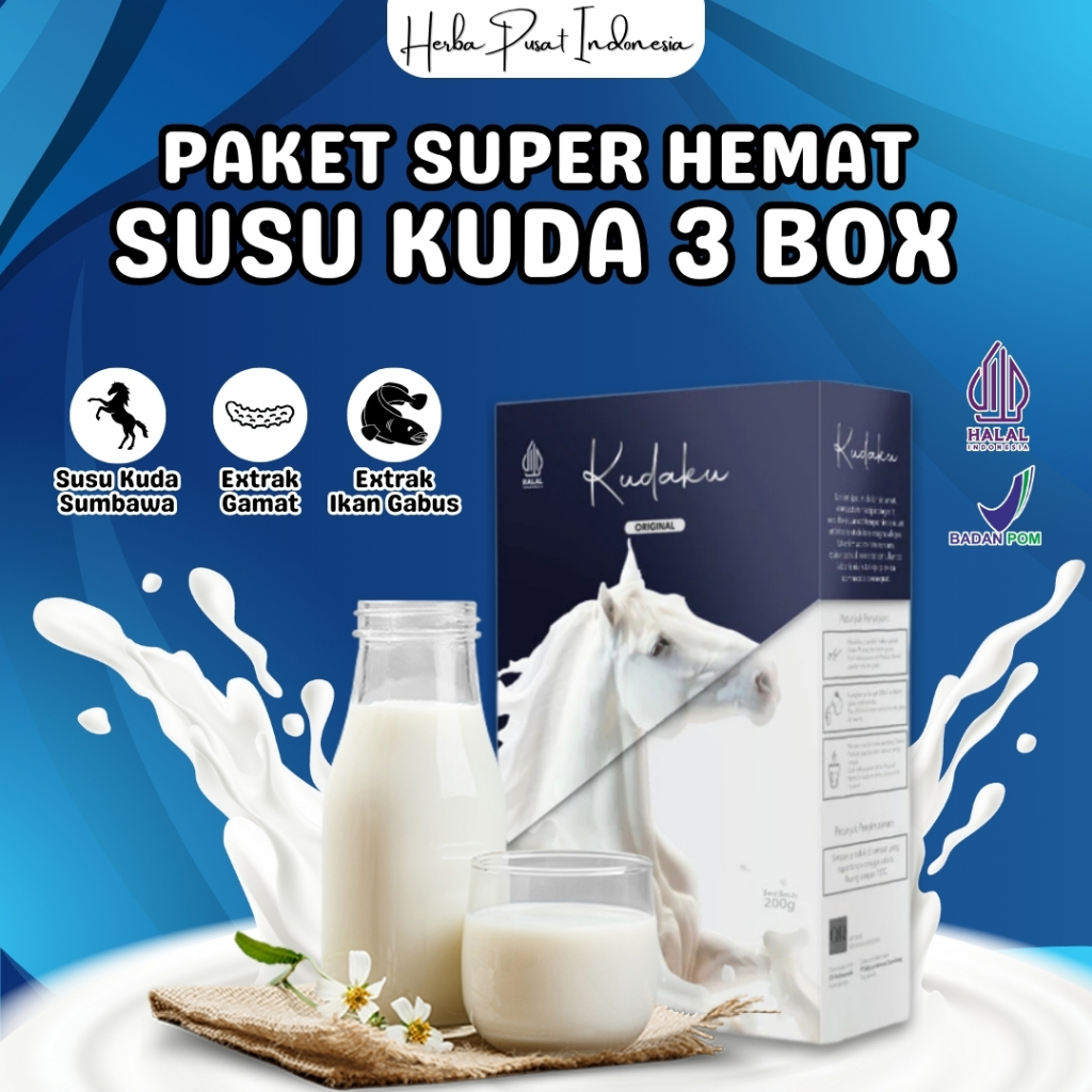 

3 BOX KUDAKU Susu Murni Kuda Liar Asli Sumbawa - 6x Lebih Efektif daripada Susu Sapi & Kambing BPOM-