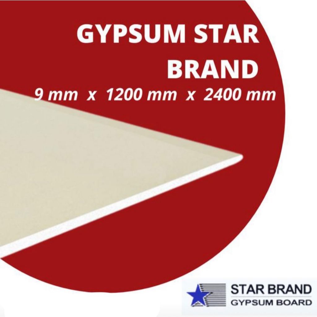 Papan Gypsum Star Brand 9mm Std