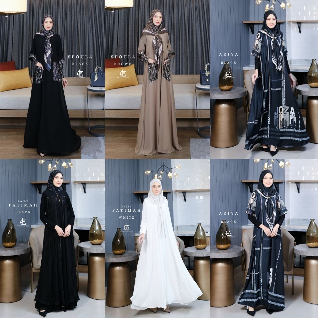 Ariya, Fatimah & Seoula joza clothing. dress printing. dress limited edition. gamis syar'i modern. g