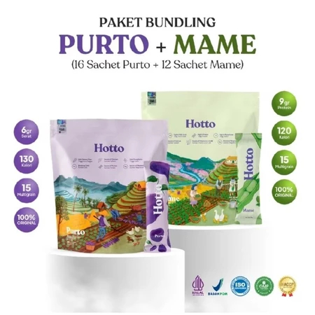 

HOTTO PURTO MULTIGRAIN KAYA SERAT 1 POUCH 16 SACHET & HOTTO MAME KAYA PROTEIN 1 POUCH 12 SACHET