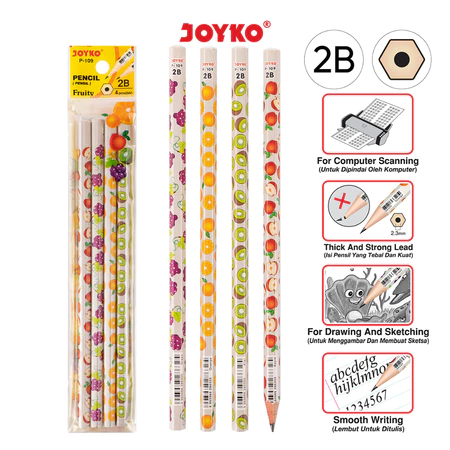 

Joyko Pensil P-109 2B Fruity Pensil Motif Buah-Buahan 1 Set 4Pcs